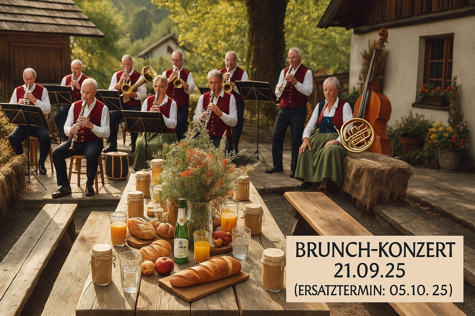 Brunch-Konzert auf dem Burgberg mit Musikverein Wittental und Frühstücksbuffet im Waldrestaurant Zähringer Burg am 21. September 2025